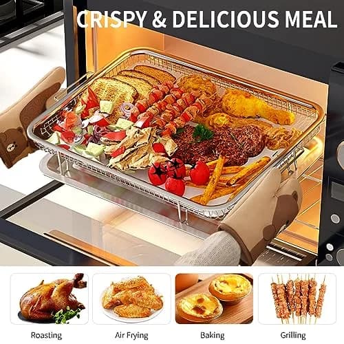 OPENICE Oven Air Fryer Basket and Tray Set 39.9cm x 29.5cm (15.7" x 11.6") | Stainless Steel Non-Stick Crisper Cooker thumbnail 5