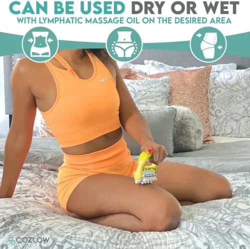 COZLOW MyoRelease Lymphatic Drainage Massager Yellow Handheld Massage Roller | Targets Soreness & Tension thumbnail 6