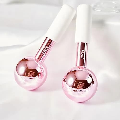 pfefe Ice Globes for Face & Eyes, Stainless Steel Cooling Roller with Rubber Holders & Bag | 2-Pack, Frozenberry Pink thumbnail 6