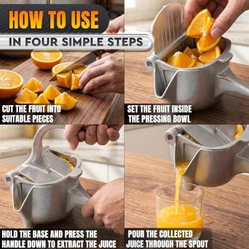 LEGLO Manual Citrus Juicer Squeezer 600ml (20 oz) Aluminum Bowl with Pour Spout | Easy Leverage for Lemons, Limes, Oranges thumbnail 5
