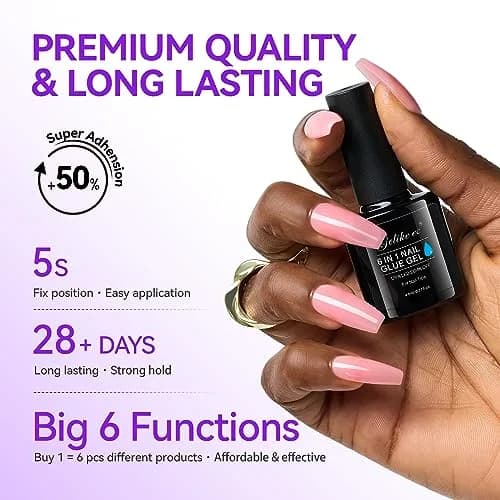 gelike ec Jelly Nail Glue Gel: Sheer Blush Pink Rubber Base for Natural Nails, 8ml (0.27 Fl Oz) | 6-in-1 Builder & Base Coat thumbnail 4