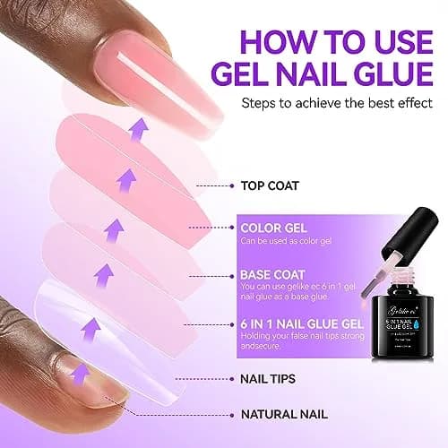 gelike ec Jelly Nail Glue Gel: Sheer Blush Pink Rubber Base for Natural Nails, 8ml (0.27 Fl Oz) | 6-in-1 Builder & Base Coat thumbnail 6