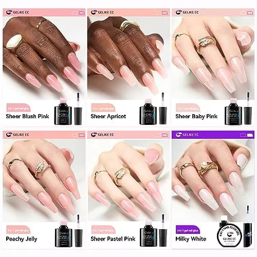 gelike ec Jelly Nail Glue Gel: Sheer Blush Pink Rubber Base for Natural Nails, 8ml (0.27 Fl Oz) | 6-in-1 Builder & Base Coat thumbnail 9