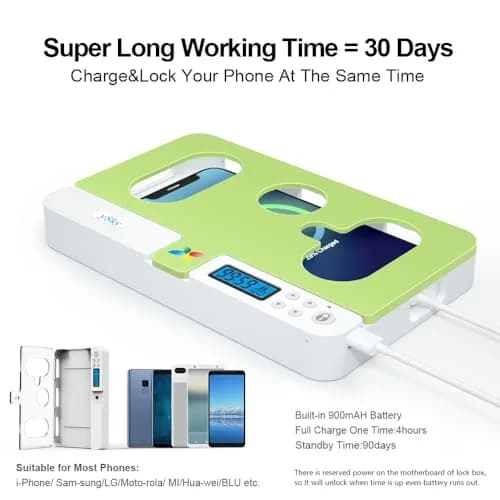 ySky Portable Phone Lock Box with Timer Green | Internal Size 18.3 x 8.7 x 1.5cm (7.2 x 3.4 x 0.59inch) thumbnail 6
