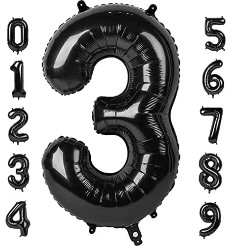 Mluchee Black Number 3 Balloon 40 Inch | Jumbo Foil Birthday Party Decoration thumbnail 1