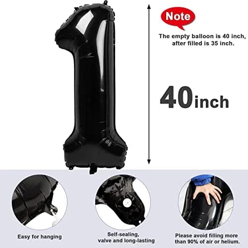 Mluchee Black Number 1 Balloon 40 Inch | Birthday Party Decorations for Adults thumbnail 5