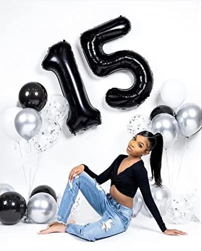 Mluchee Black Number 5 Balloon 40 Inch | Jumbo Foil Balloon for Birthday Party Decorations thumbnail 2