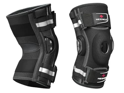 NEENCA Professional Knee Brace | Hinged Support for Men & Women, Patella Gel Pad, Removable Side Stabilizers, Adjustable Velcro Straps, Open Patella, Black, Large thumbnail 3