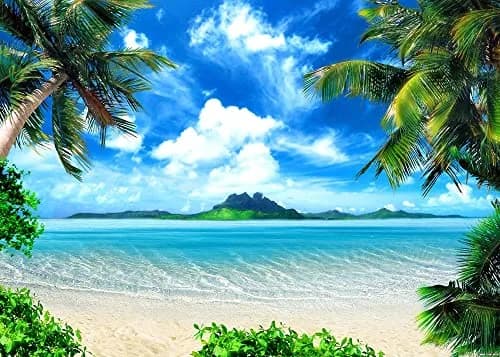 MAQTT Summer Beach Theme Photo Background Hawaii Coconut Tree Banquet Scene Photography Background Wedding Party Decorative Banner Photo Props 270cm x 180cm (9x6ft) thumbnail 7