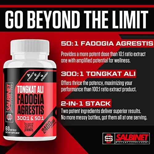 Salbinet 2400mg Fadogia Agrestis & Tongkat Ali Supplement | Max Strength for Muscle & Performance thumbnail 5