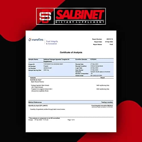 Salbinet 2400mg Fadogia Agrestis & Tongkat Ali Supplement | Max Strength for Muscle & Performance thumbnail 7