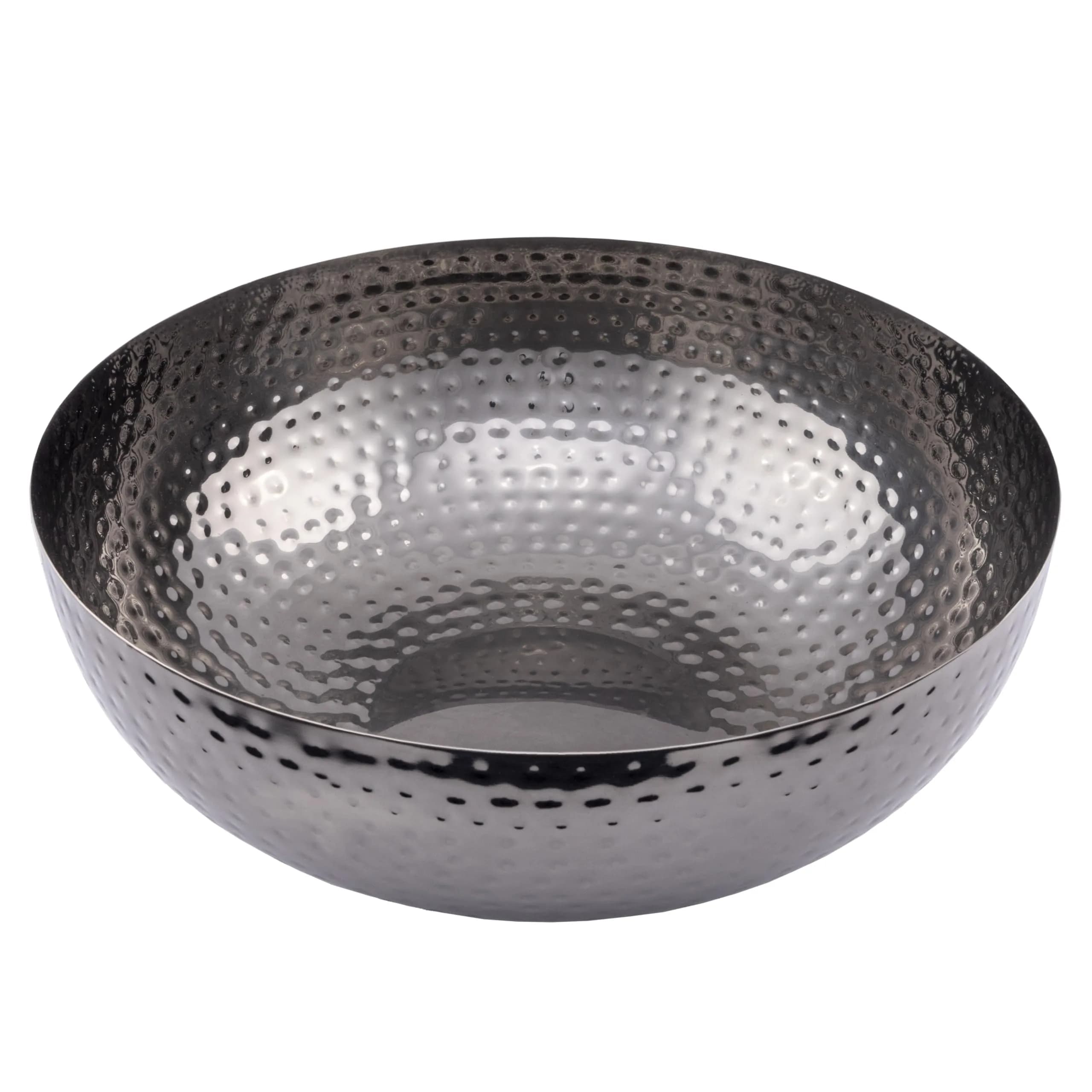 Creative Co-Op Hammered Metal Bowl, Oxidized Silver 36.8cm (14 inch) Diameter x 11.4cm (4.5 inch) H | Authentic USA Import