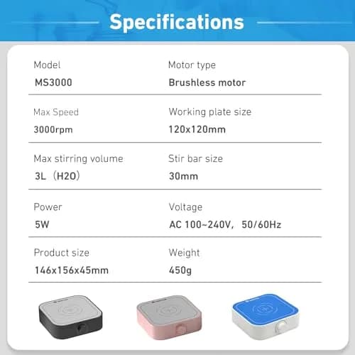 WEST TUNE 3000rpm Magnetic Stirrer Mixer with Stir Bar, Brushless DC Motor, 3000ml Capacity | Lab Supply thumbnail 5