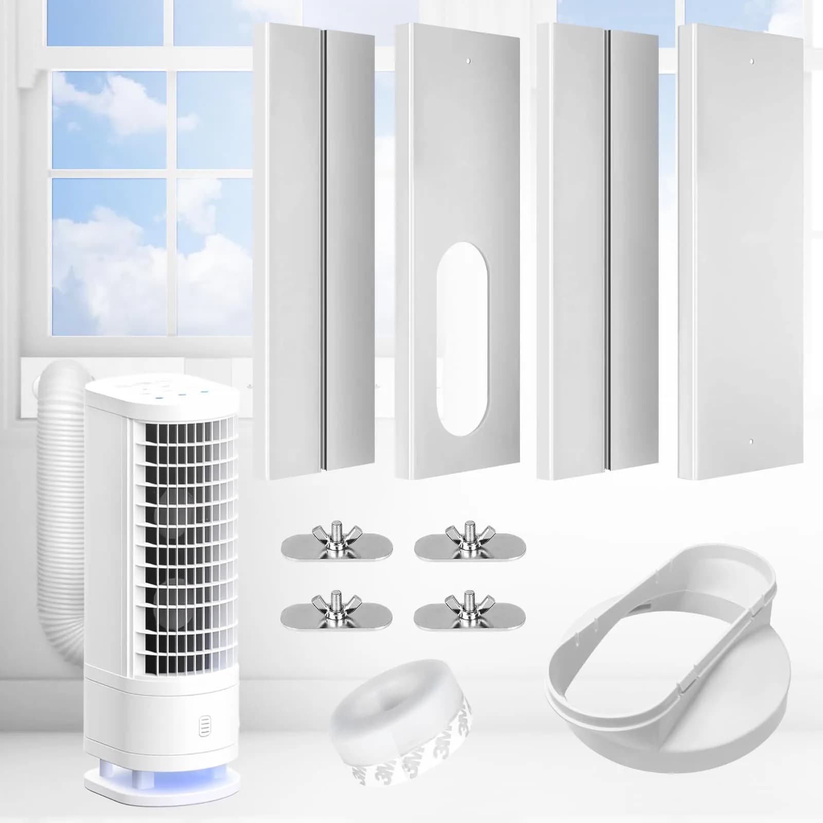Haikun Portable AC Window Vent Kit 17-60" Adjustable | Easy Install, Durable PVC - main product image