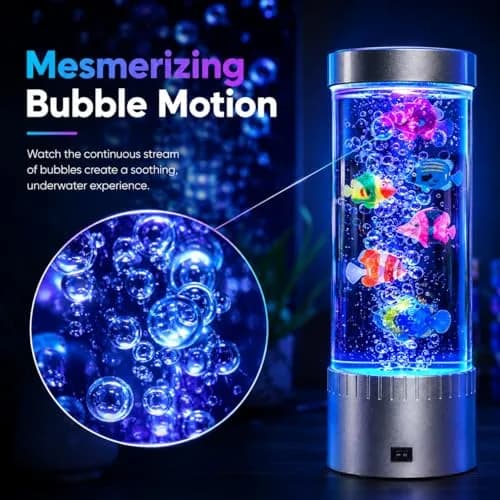 impcenst Jellyfish Lamp with RGB Color Changing LED Lights | Bubble Fish Tank Night Light for Bedroom & Desk thumbnail 6
