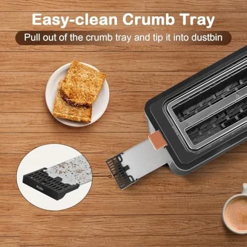 Mecity 4 Slice Toaster, Long Slot Stainless Steel | 6 Browning Settings & Warming Rack thumbnail 6