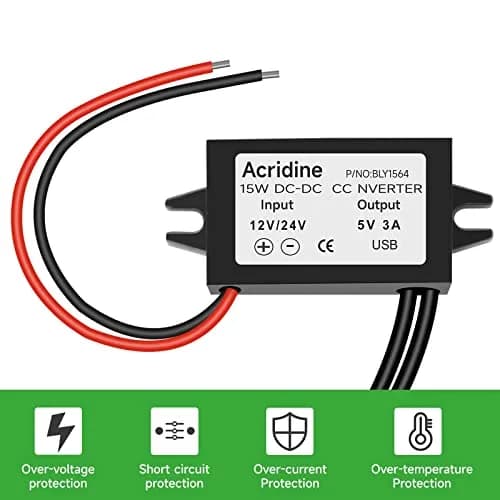Acridine 12V 24V DC to 5V 3A USB Converter Module (2-Pack) | 96% Efficiency Buck Converter thumbnail 4
