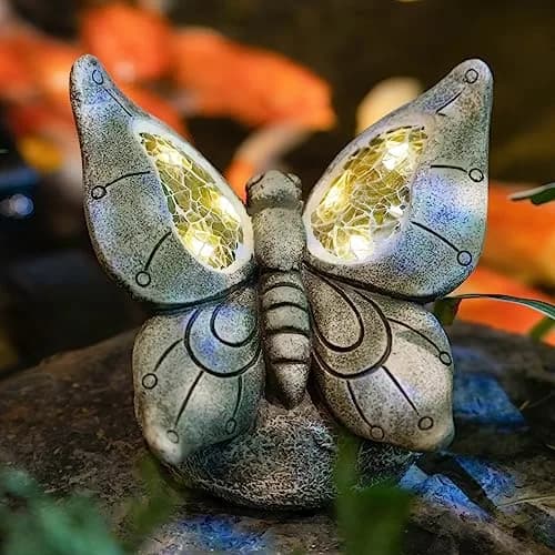 Rezpuao Solar Butterfly Statue 17.0 cm (6.7 inches) | Weatherproof Resin Garden Decor with LED Light thumbnail 1