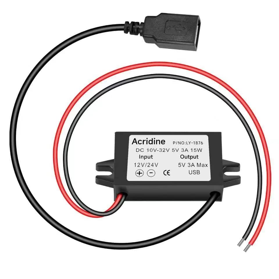 Acridine 12V 24V DC to 5V 3A USB Converter Adapter Buck Module | 15W Output Power thumbnail 2