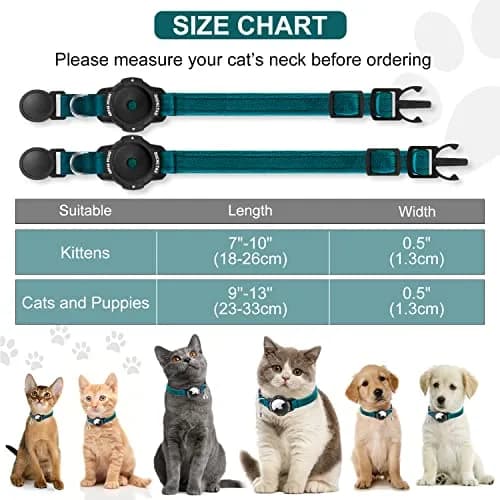 OUCWLTAG Luminous AirTag Cat Collar Breakaway 9-13 Inch | GPS Pet Tracker with Safety Elastic Band thumbnail 6