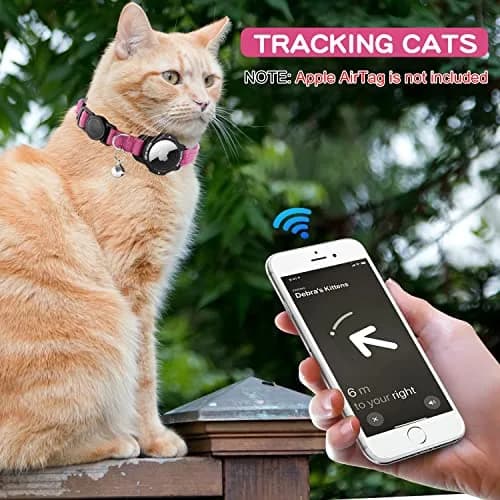 OUCWLTAG Pink Animal Collar with GPS & Luminous AirTag Holder | Breakaway Safety Elastic Band (7-10 Inch) thumbnail 5