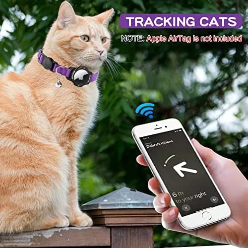 OUCWLTAG Luminous AirTag Cat Collar Breakaway 9-13 Inch | Safety Elastic Band, Purple thumbnail 5