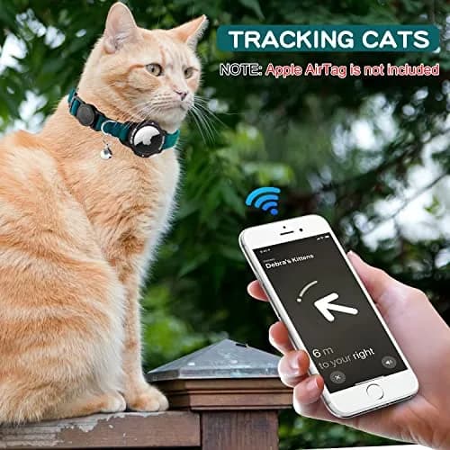 OUCWLTAG Luminous AirTag Cat Collar Breakaway 7-10 Inch | GPS Pet Tracker with Safety Elastic Band thumbnail 5