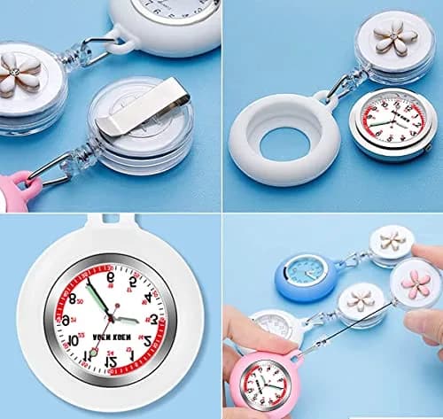 AGEN KGEN 3X Retractable Nurse Watch for Nurses Doctors, Clip-on Hanging Lapel Watch, Silicone Cover, Black thumbnail 6