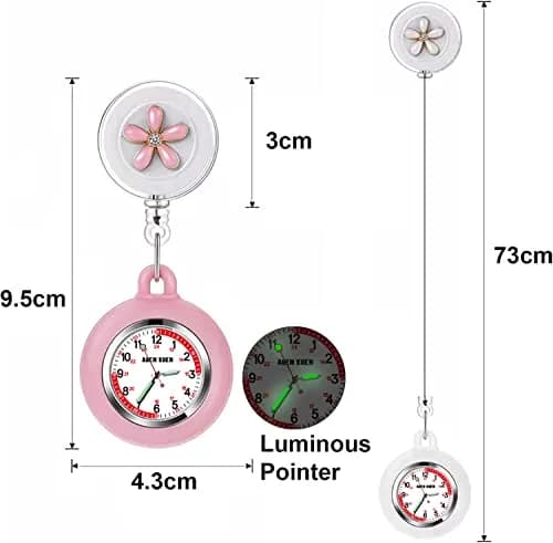 AGEN KGEN Nurse Fob Watch Pink | 38mm Alloy Steel Case, Silicone Cover, Luminous Hands thumbnail 2