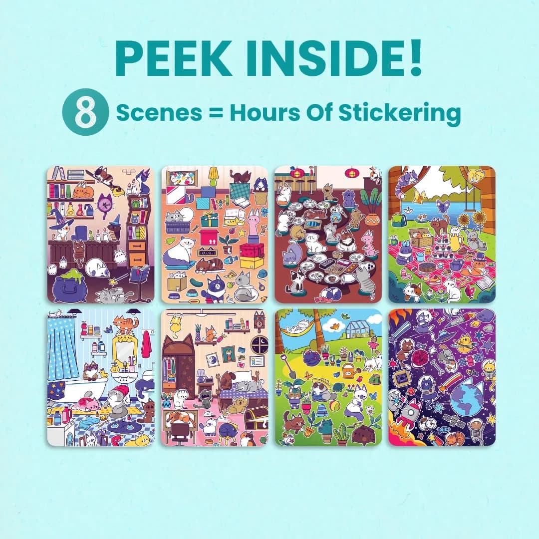 CUPKIN Land of Cats Sticker Book | Toddler Road Trip Coloring and Sticker Book for Ages 2-8 Years thumbnail 6