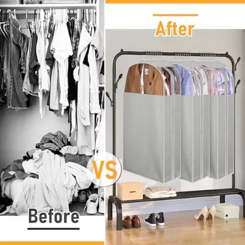 MISSLO Garment Bags 40" | Clear Suit Storage for Closet, 3 Pack, Grey thumbnail 7