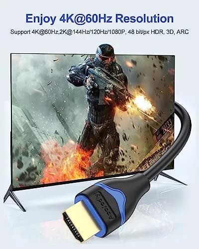 ApoJodly 3.3ft (1m) 5-Pack HDMI 2.0 Cables | 4K@60Hz, 18Gbps, HDR, ARC thumbnail 2