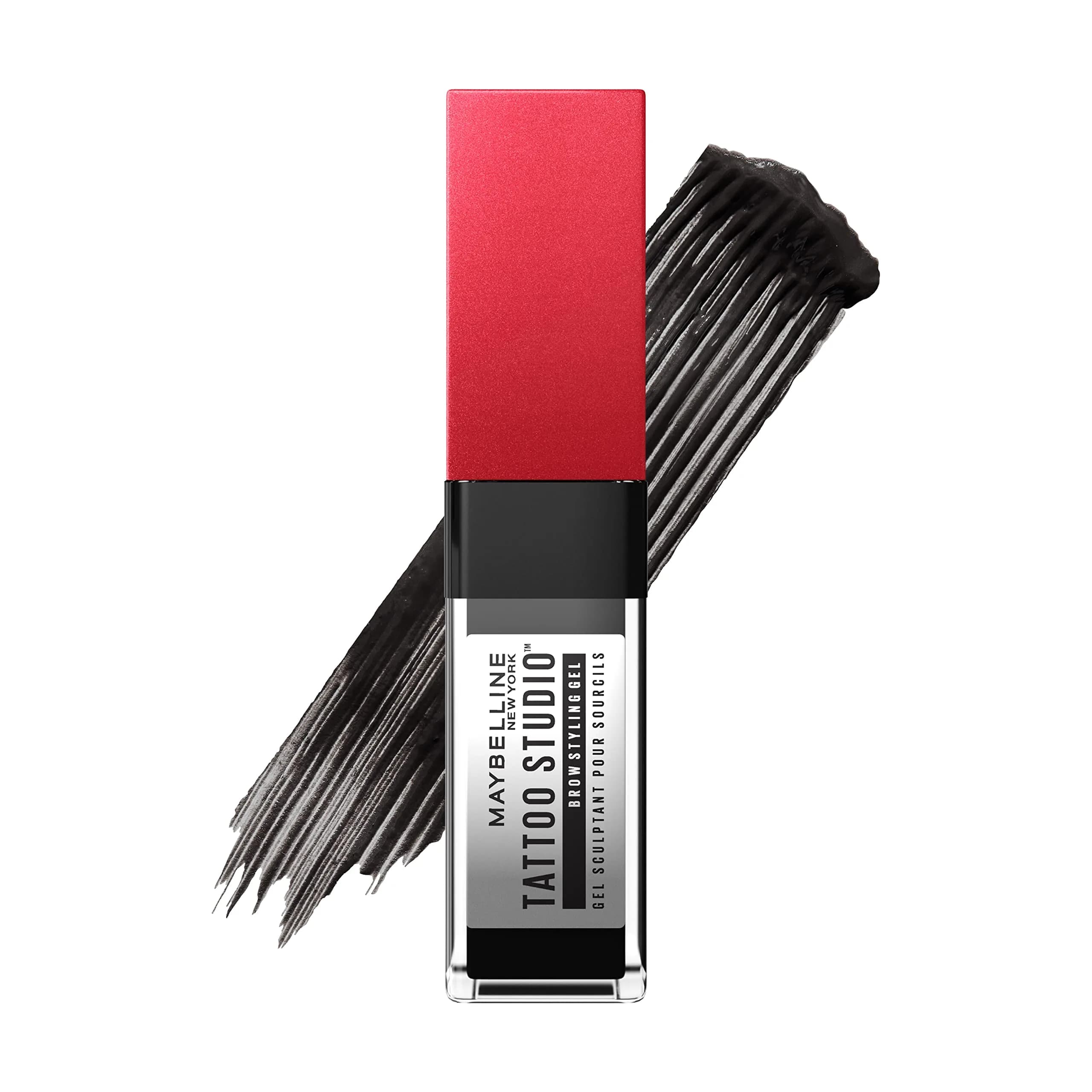 Maybelline Tattoo Studio Brow Styling Gel, Waterproof, 0.2 Fl Oz | Up to 36HR Wear, Black Brown — 264 BLACK