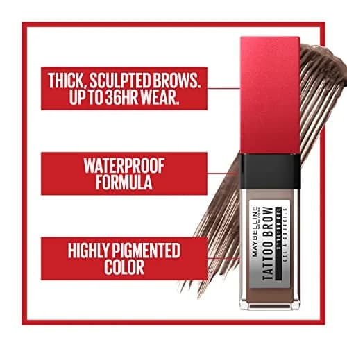 Maybelline Tattoo Studio Brow Styling Gel, Waterproof Eyebrow Make Up, Brow Tint for Up to 36HR Wear, Black, 0.2 Fl Oz thumbnail 6
