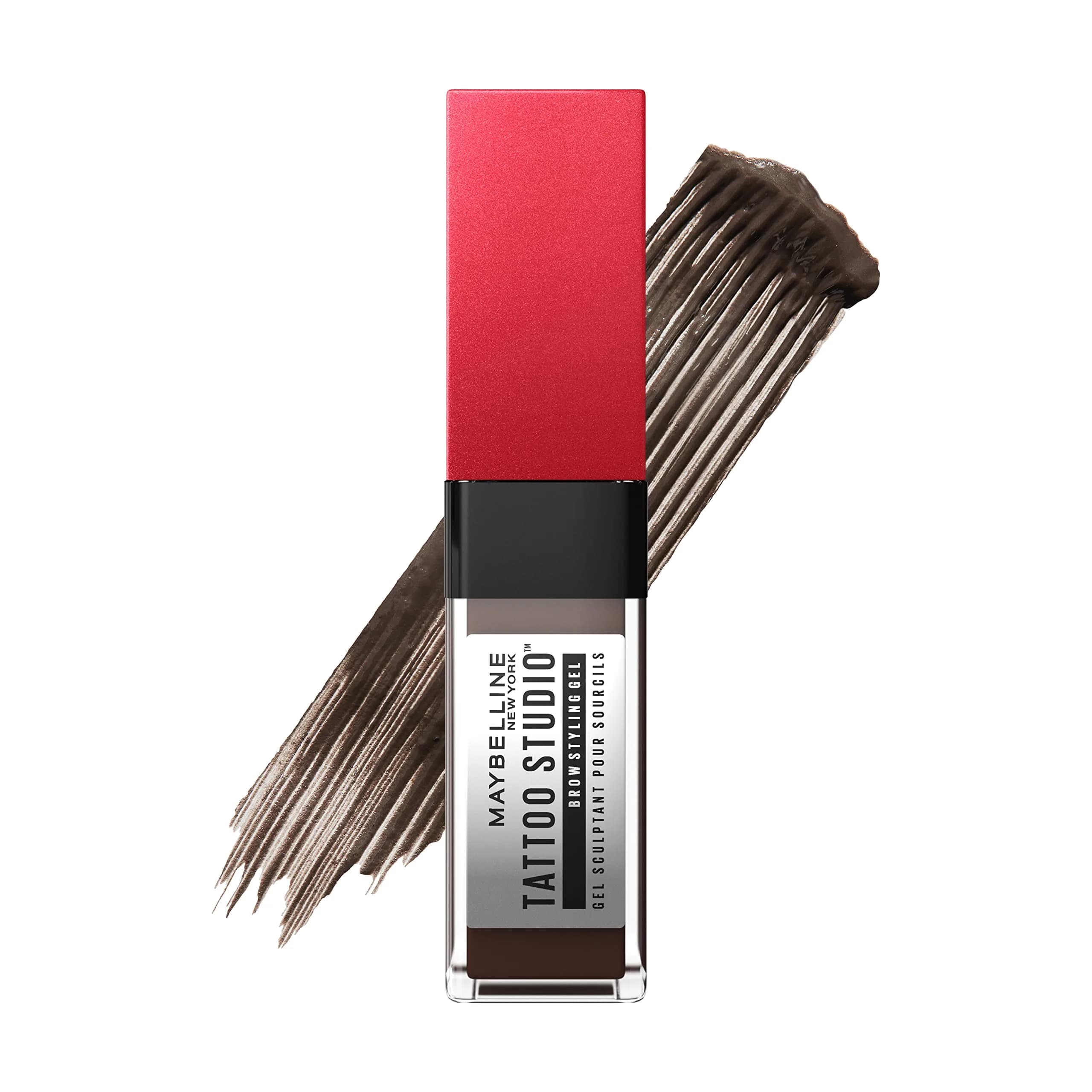 Maybelline Tattoo Studio Brow Styling Gel, Waterproof, 0.2 Fl Oz | Up to 36HR Wear, Black Brown — 260 DEEP BROWN