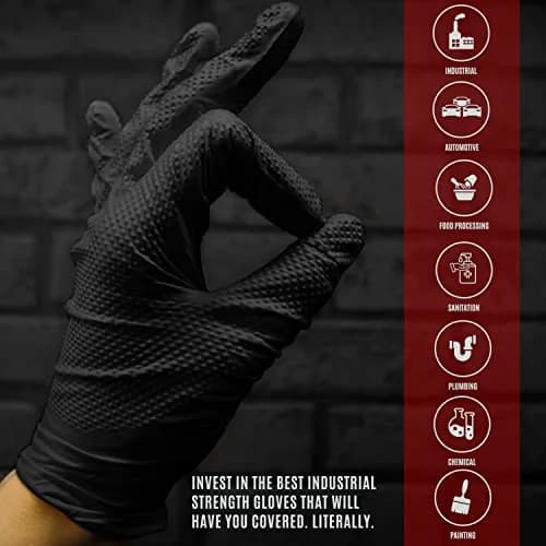 MED PRIDE Black Nitrile Gloves XX-Large 1000-Ct | 8 Mil Thick Diamond Textured Industrial Gloves thumbnail 7