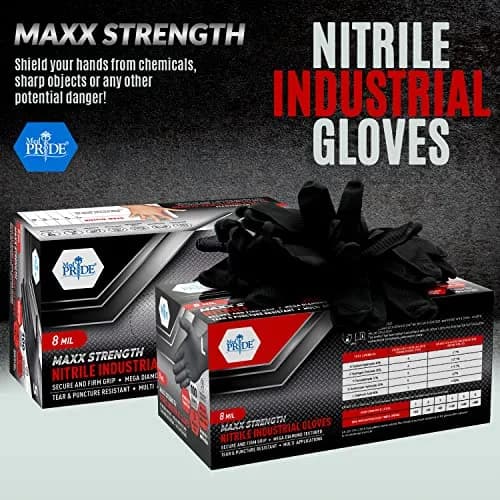 MED PRIDE Black Nitrile Gloves XX-Large 1000-Ct | 8 Mil Thick Diamond Textured Industrial Gloves thumbnail 2