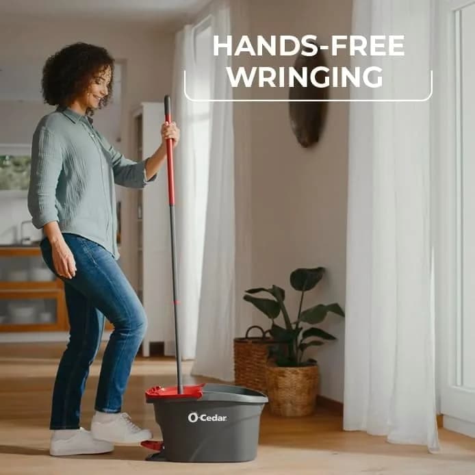 O-Cedar Microfiber Spin Mop & Bucket System with 3 Extra Refills | Hands-Free Wringing for Easy Floor Cleaning thumbnail 6