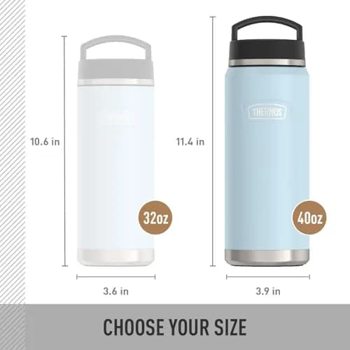THERMOS ICON SERIES Water Bottle with Screw Top Lid 40oz | Glacier Stainless Steel Vacuum Insulated thumbnail 5