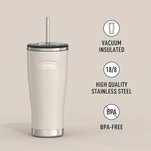 THERMOS ICON SERIES Stainless Steel Cold Tumbler 24oz Sandstone Vacuum Insulated thumbnail 6