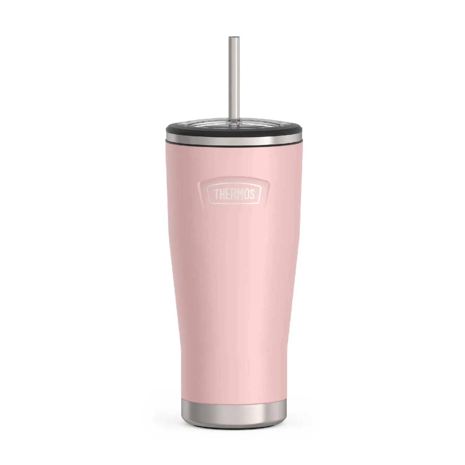 THERMOS ICON SERIES, Stainless Steel Cold Tumbler with Lid and Straw - 24 Ounce, Sunset Pink | Vacuum Insulated Drinkware - main product image
