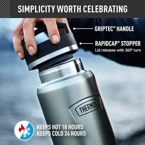 THERMOS ICON SERIES Water Bottle 40oz | Stainless Steel Vacuum Insulated, Granite thumbnail 3
