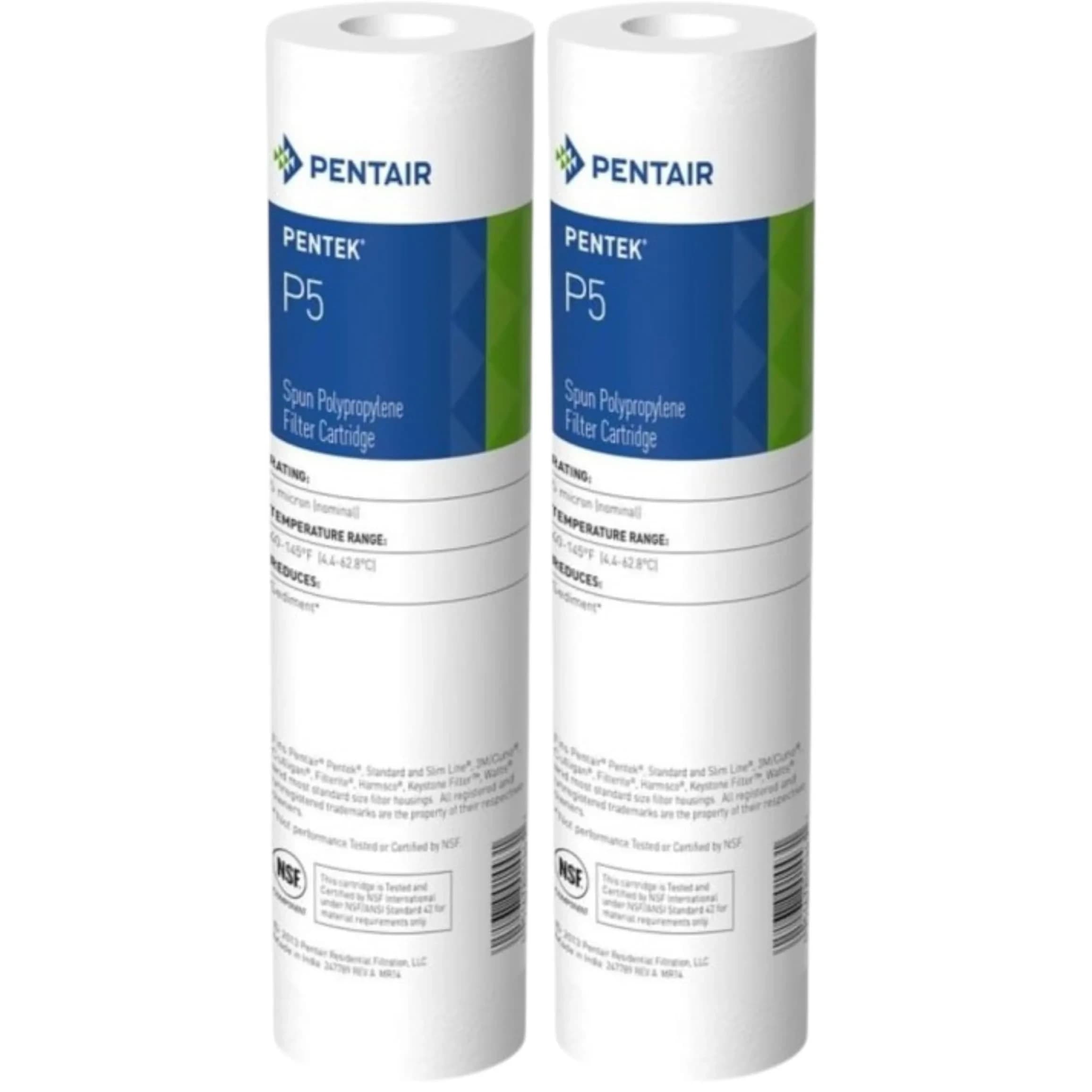 Pentek P1 Sediment Water Filter Cartridge 1 Micron 10" x 2.5" | NSF Certified for Under-Sink Replacement — White