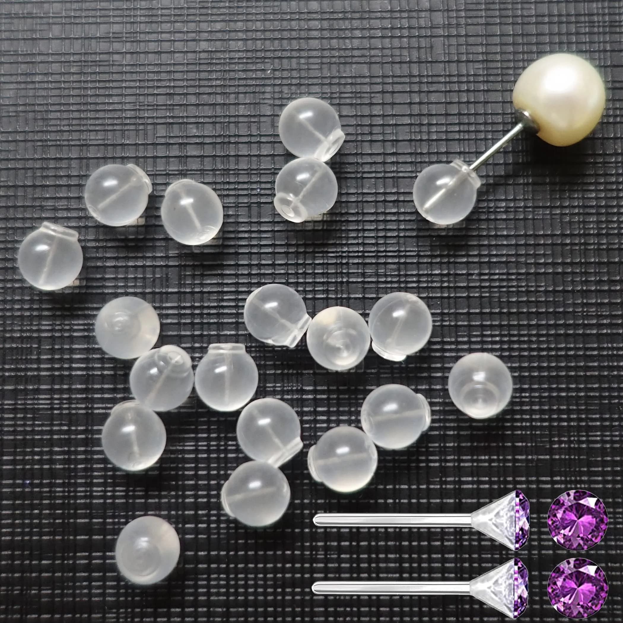 OwlkOrmy Purple 102pcs TPE Medical Grade Earring Backs | Comfortable Impenetrable Soft Safety Backs for Studs, Dangles, Hooks