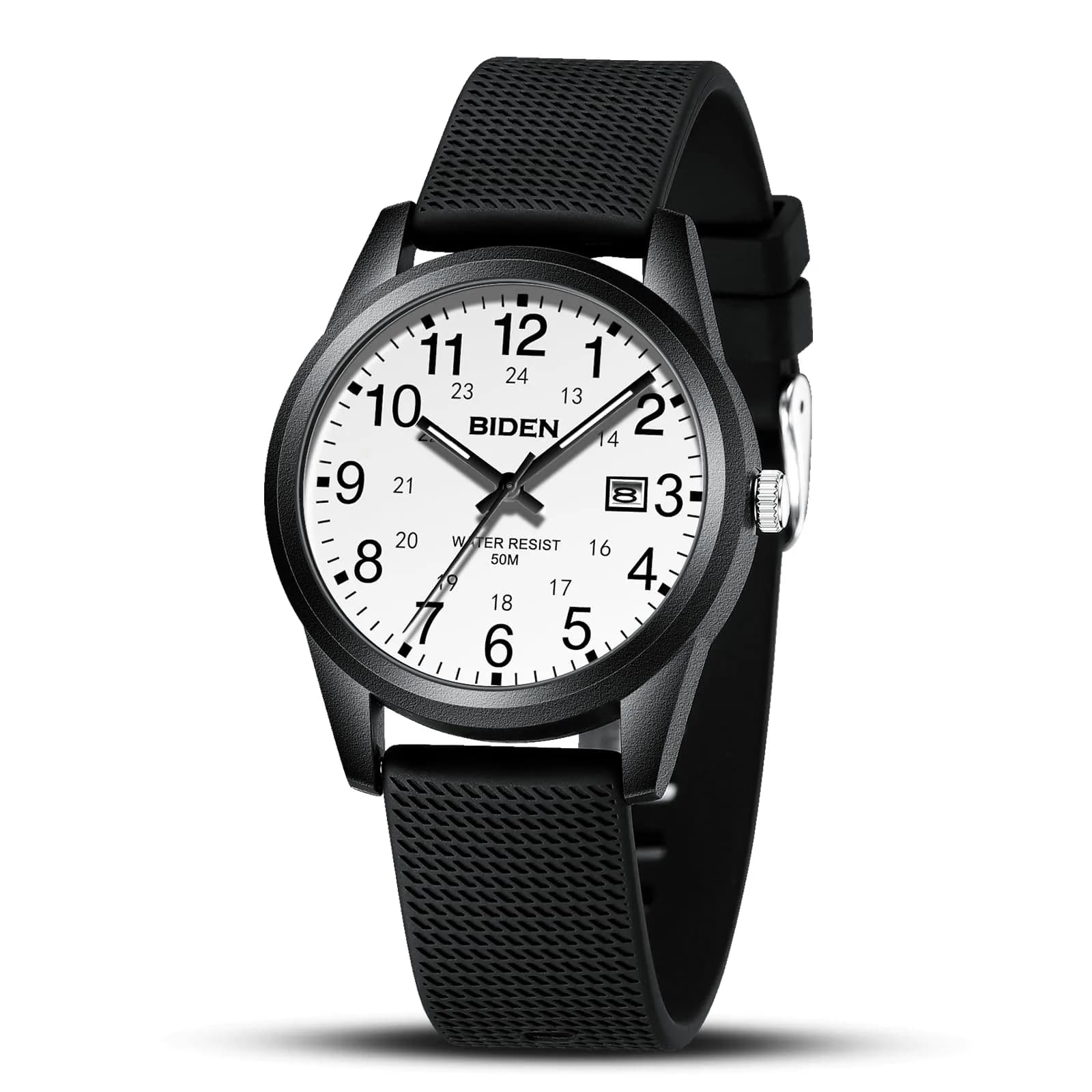 LN LENQIN Analog Quartz Sports Watch 40mm (1.57 inch) | Military Style with Luminous Dial — A2-R015-Black-White