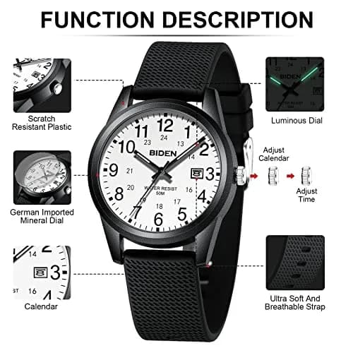 LN LENQIN Men's Analog Quartz Watch 40mm (1.57 inch) | Easy Read Military Time with Luminous Dial thumbnail 8