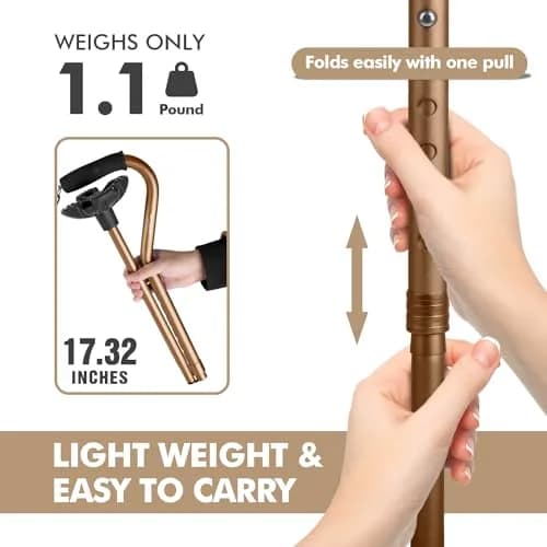 GPTCAMP Quad Base Walking Cane 79-92cm (31-36") | Self-Standing Offset Stick for Seniors thumbnail 5