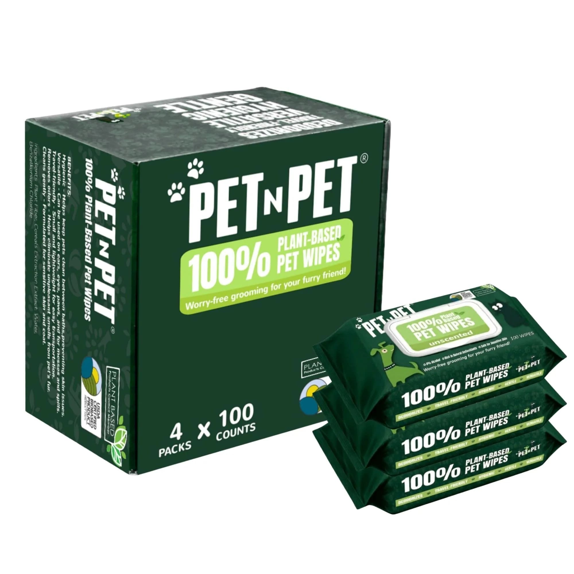 PET N PET Dog Wipes 400 Count Unscented Hypoallergenic | Waterless Pet Grooming Wipes