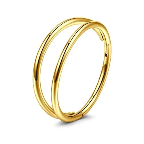 MODRSA Double Hoop Nose Ring - Gold 18g, 8mm Cartilage & Helix Hoops thumbnail 6