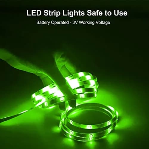echosari Battery Operated LED Strip Lights Green, 9.8ft (3m) with Remote, 8 Modes, Dimmable, Timer, Self-Adhesive, Cuttable, 90LED thumbnail 4